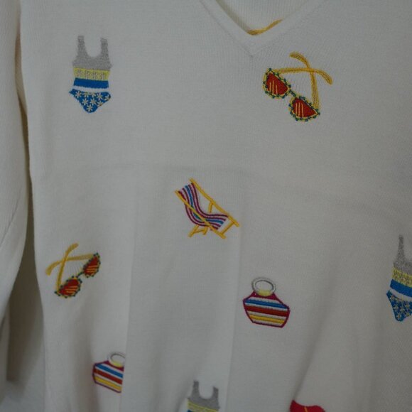 NWT Carole Little White Pullover Summer‎ Sweater with Embroidery Sz S - Picture 7 of 7
